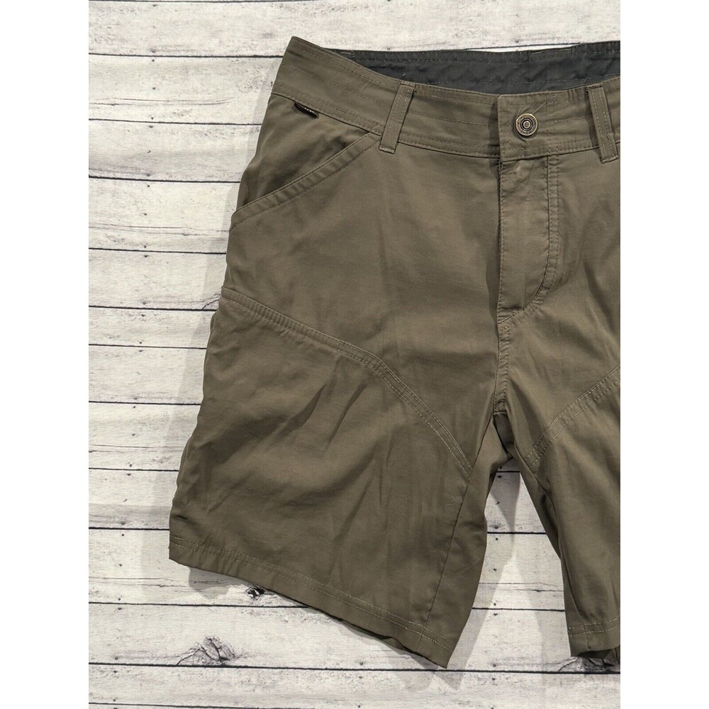 KUHL Mens Renegade Shorts Sz 32 Olive Green Hiking Zip Pockets Stretch Outdoor - Picture 4 of 16
